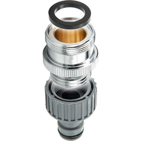 tecuro Aufnahme Adapter Übergangsstück M24 x 1 AG x 1/2 Zoll AG, Steckkupplung, MS hochglanzverchromt (1/5)