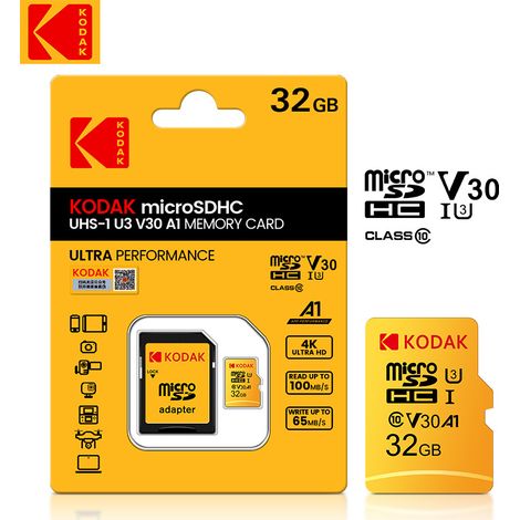 Carte mémoire KODAK 32 Go U3, haute vitesse, carte LD/TF pour téléphone portable, carte mémoire SD, avec lecteur de carte 2.0 offert (1/5)