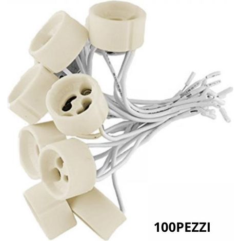 Portalampada Ceramica 100 pz Attacco Gu10 250V Porta Faretto Max 100W (1/5)