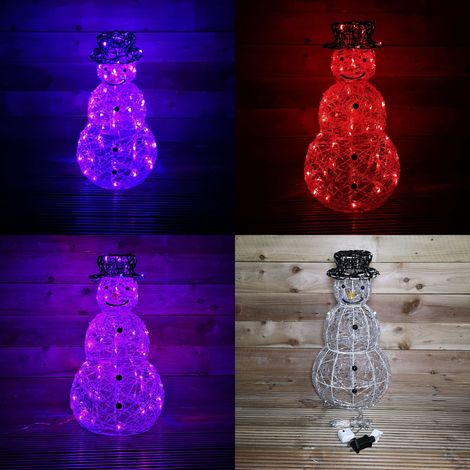 60cm Indoor Outdoor Acrylic Snowman Christmas Decoration with Colour Changing LED (1/5)