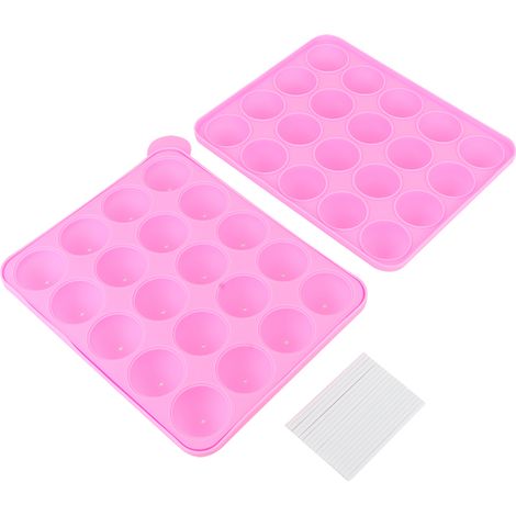 Moule en silicone pour 20 bonbons ronds, moule à cake et chocolat DIY, accessoire de pâtisserie rose pour lollipops (1/5)
