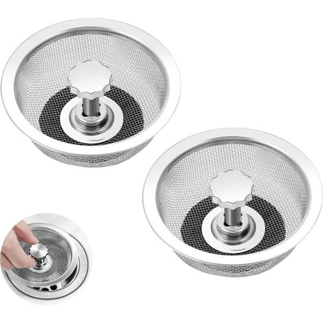 Colador de desagüe de acero inoxidable antiobstrucción para duchas, bañeras y cocinas, 2 unidades (1/5)