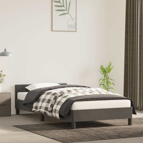 Bed Frame without Mattress Dark Grey 90x190cm Single Velvet vidaXL (1/5)