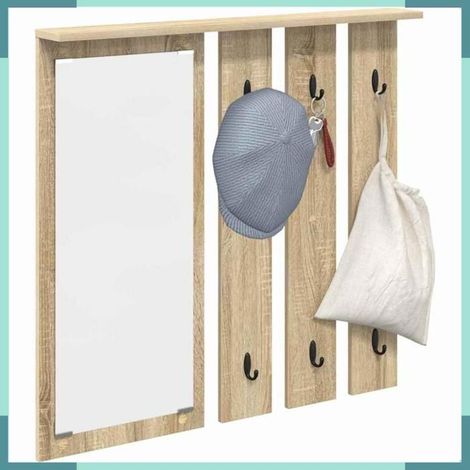 874493 Porte-manteau mural avec étagère Chêne sonoma 84 x 10 x 80 cm (1/5)