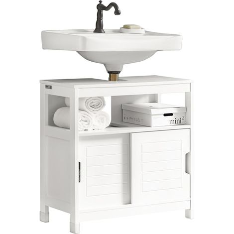 Mueble para Debajo del Lavabo,Armario de Baño de Suelo,1 Estante y 2 Puertas Correderas,H60cm,FRG128-W SoBuy ES