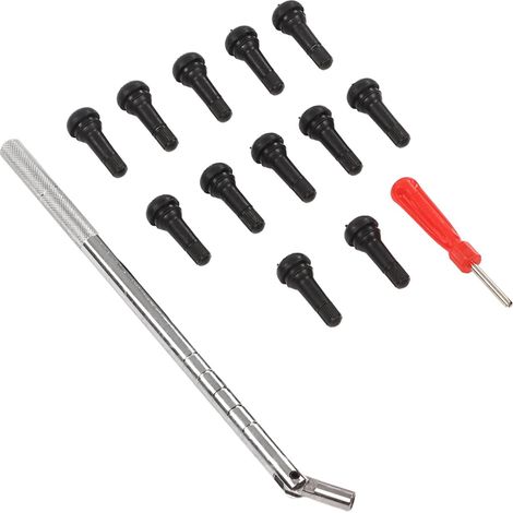 Outil de Retrait de Tige de Valve, Outil de Tige de Valve, de de de Pneu, Tête Unique, 14 Pièces, Ensemble d'outils d'installation de Tiges de de Pneu pour Camping-Cars, Vélos, Voitures (1/4)