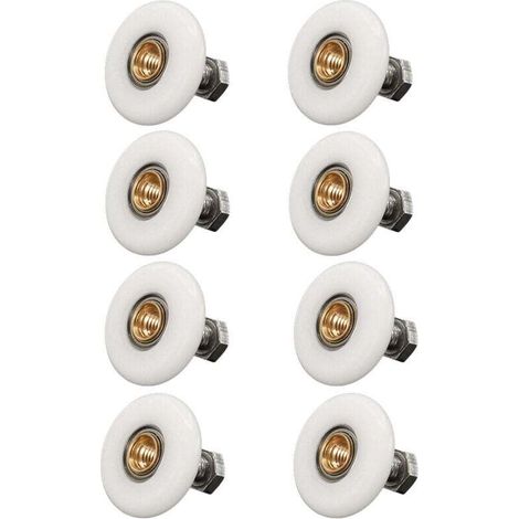 Rodillos para puerta de ducha – Juego de 8 rodillos de 19 mm fabricados en nailon de alta resistencia y acero inoxidable con tornillos incluidos.