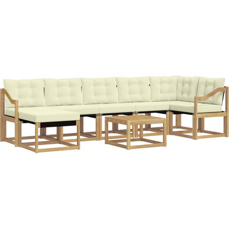 Conjunto de sofás de exterior con cojín 8 pcs Blanco y Crema vidaXL (1/5)