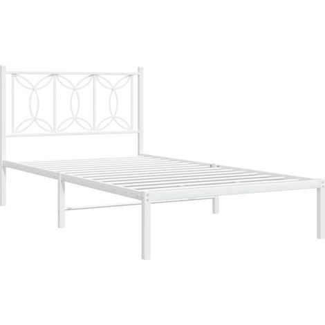 vidaXL Cadre de lit métal sans matelas et tête de lit blanc 100x190 cm (1/5)