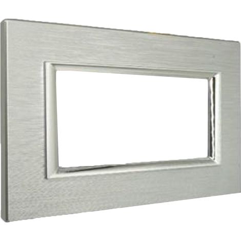 Placca Interruttore 4 Posti Compatibile Matix Copripresa Silver Zigrato C4804SLV
