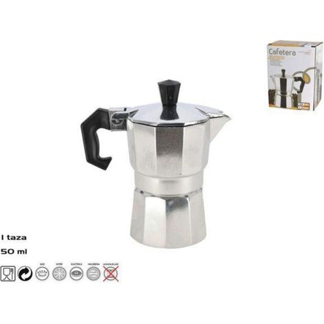 1 taza cafetera aluminio clasica italiana 50 ml para gas,vitro,electric,halogena