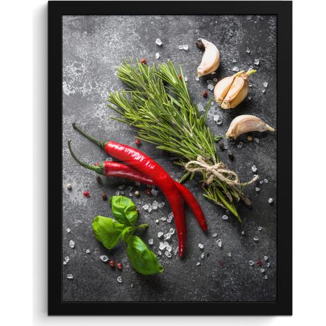 PÓSTER ENMARCADO Pimienta - Hierbas - Especias - Hormigón Decorativos de Salon 30x40 (1/5)