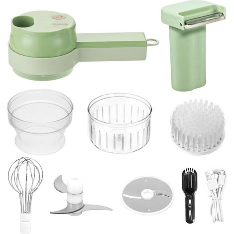 Hachoirs à légumes électriques USB pour trancher et Couper en dés Les Fruits et légumes avec Fouet et Brosse de Nettoyage d'assiettes (1/5)