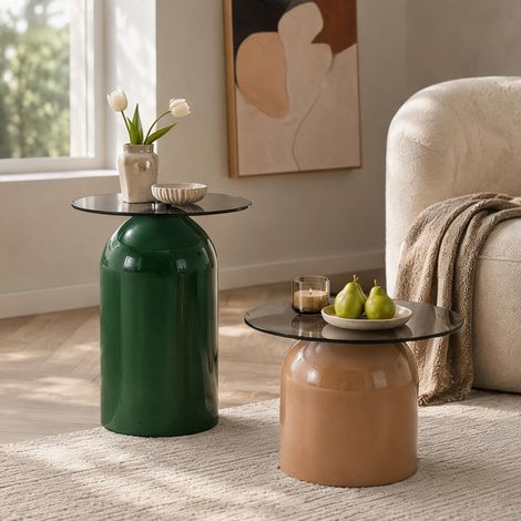 Table basse coloris vert Light Coffee en métal (1/5)