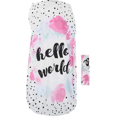 Ensemble gigoteuse et bandeau pour bébé, couverture d'emmaillotage douce pour nouveau-né, serviette de lit, gigoteuse pour fille (1/5)