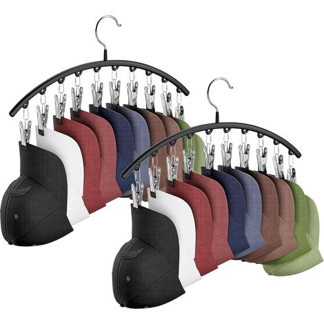 Porte-Chapeaux - Porte-Chapeaux En Acier Carbone - Pour Placard - 2 Pièces Avec 10 Pinces - Noir (1/5)