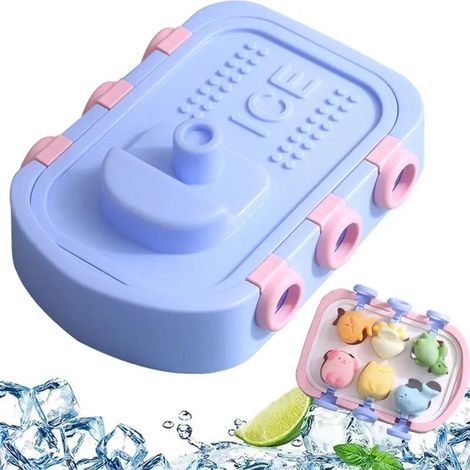 Moules à glace, moules à bâtonnets en silicone pour glaces à l'eau, moule à glace DIY pour enfants avec couvercle, glaçons, bleu, sans BPA - AquaForge (1/5)