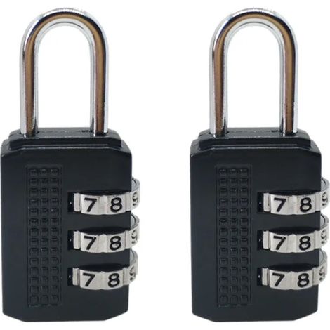 Candado de combinación de 3 dígitos en aleación de zinc, color negro, para maleta, equipaje o taquilla.
