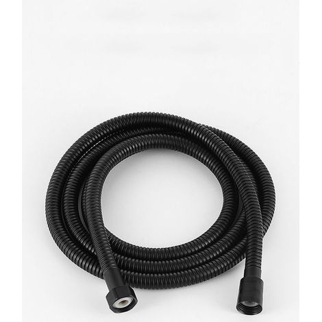 Manguera de ducha flexible de acero inoxidable de 1,5 m (1 pieza), conexiones de latón, manguera para cabezal de ducha antitorsión, manguera de ducha flexible - Negra (1/5)