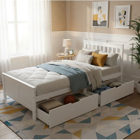 letto struttura 90x200 con cassetti bianco salvaspazio OKMYHOME (1/5)
