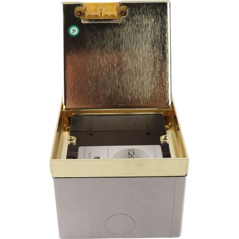 Prise encastrée au sol, prise à 2 broches et port USB, Kit de boîte de prise électrique en acier inoxydable, 4000W, doré
