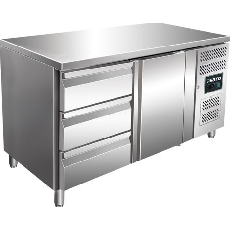Table réfrigérée - 1 porte - 3 tiroirs - Inox - Saro