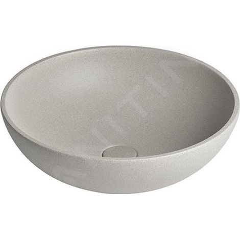 Vasque à poser en béton TURF avec vidage, dia. 44cm, grès blanc (1/3)
