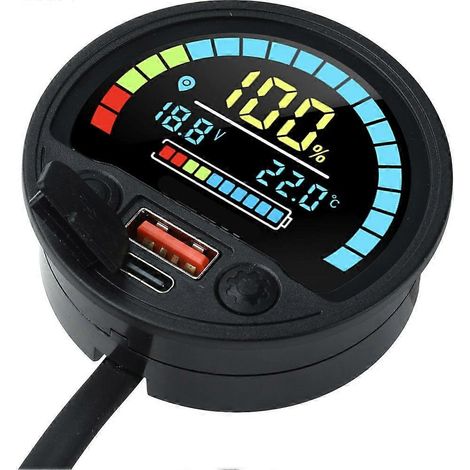 Indicateur de capacité de batterie CC 8V-30V, voltmètre pour batterie au plomb-acide LiFePO4, voltmètre 12V/24V pour voitures et motos, type intégré. (1/4)