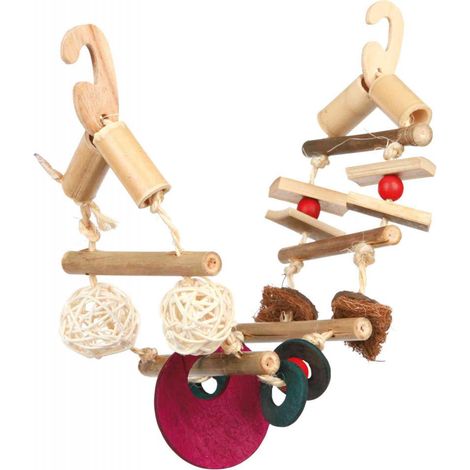 Pont suspendu sur corde sisal, en bambou/coco/bois - 45 cm