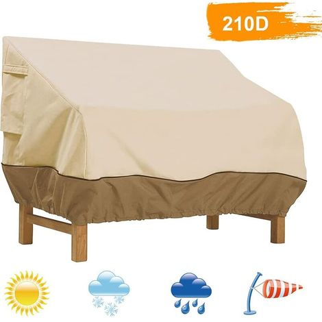 Copertura Protettiva per Panchina da Giardino, Copertura per Panchina da Giardino Impermeabile in Tessuto Oxford, Copertura Protettiva per Panchina da Esterno Anti-UV e Antivento (Beige, 193 x 83 x 84 (1/4)