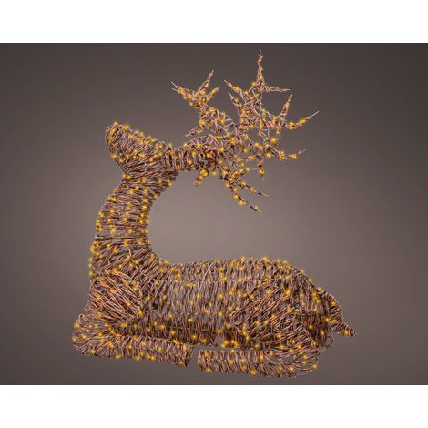 Renna in vimini marrone c/led bianco caldo 76x33x88cm OUT (1/3)