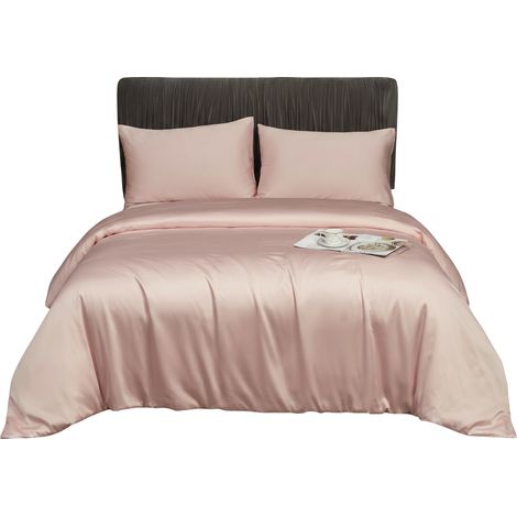 Literie 3 Pièces 240x260 cm, 2 Taies 65x65 cm Rose (1/5)