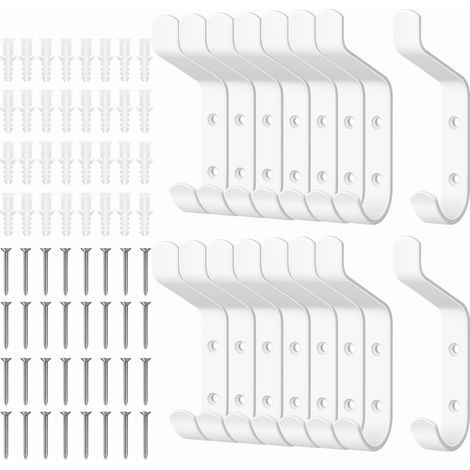 Porte Manteau Mural Patères Porte Manteaux 16 Crochets Blanc Crochet Mural pour Chambre Salle de bain Cuisine (1/5)