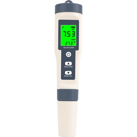 Testeur de qualité de l'eau de piscine, testeur de pH, pour piscines, stylo de test 3 en 1 (modèle sans batterie, rétroéclairé) (1/5)