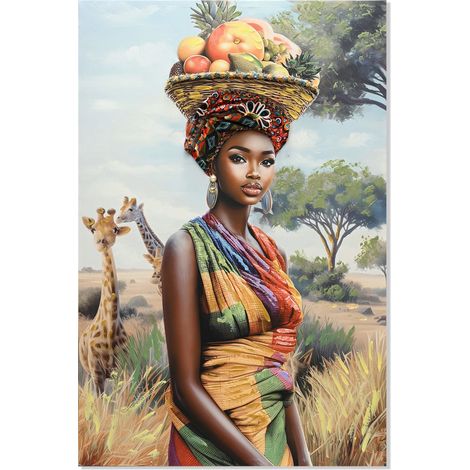 Stampa su tela con stampa artistica etnica moderna di donna africana, decorazione per la casa, soggiorno, camera da letto