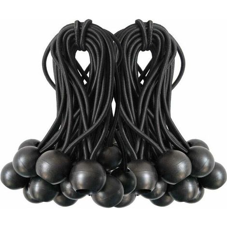 Cordons élastiques à 50 boules pour auvents, bâches, tonnelles, tentes et sacs de couchage, noirs (1/5)