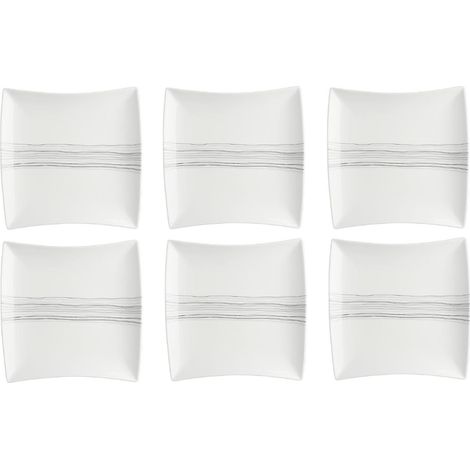 Set de 6 assiettes plates carrée - 29 cm x 29 cm - Porcelaine - Livraison gratuite