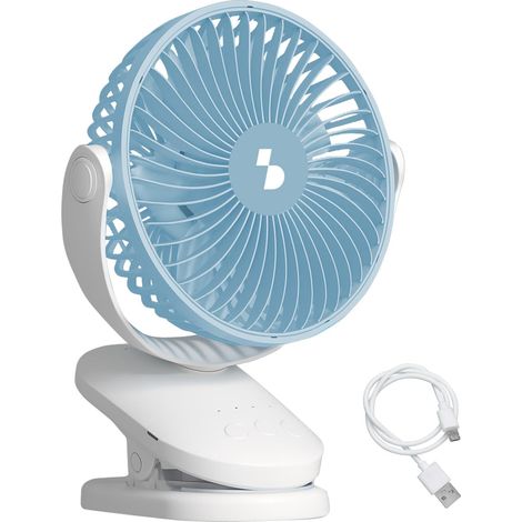 BEPER P206VEN421 Mini Ventilatore con Clip Ricaricabile USB, Ventilatore Portatile 4 Velocità, Oscillante, Timer fino 8h, Inclinazione 180°, Ventilatore da Tavolo o da Appendere (1/5)