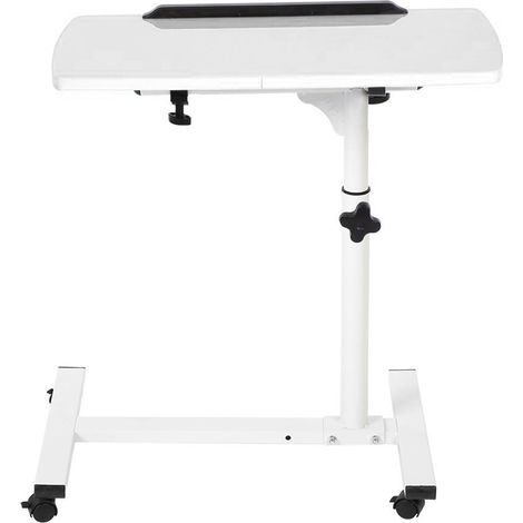 Tragbarer, multifunktionaler, abnehmbarer Laptop-Tisch mit Rollen, Bett, Sofa, Bücher- und Snackfunktion, Weiß (1/5)
