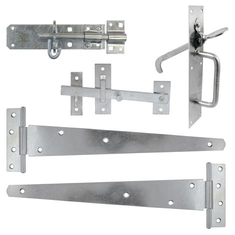 TIMCO Side Gate Kit Medium Tee Hinges Suffolk Latch & Brenton Padbolt Hot Dipped Galvanised - 18"