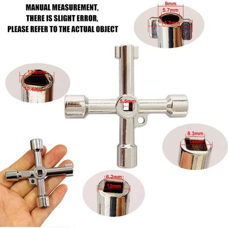 Clé principale, clé d'armoire de commande, clé croisée multifonction pratique, clé pratique à 4 voies (1/5)