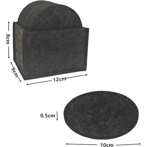 Sous-verres ronds en feutre pour verres, 14 pièces, avec boîte, Table en gris foncé, tasses à boissons, verre de Bar (1/5)