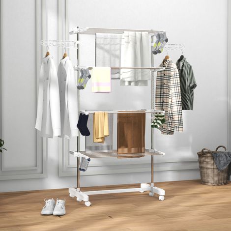 Mobiler, klappbarer Wäscheständer 142 x 55 x 172 cm mit Rollen HAVRYA (1/5)