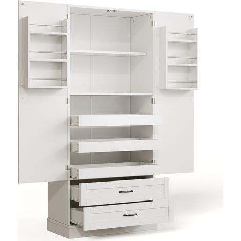Haut de buffet en MDF avec 3 étagères coulissantes, 2 tiroirs et double porte pour cuisine, salle à manger et séjour (1/5)