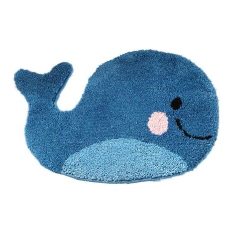 47x63cm Blue Bathroom Mat - Whale-shaped non-slip rug, washable microfiber absorbent floor mat (1/5)