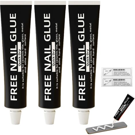 Ni Clou Ni Vis Extra Fort,Mastic Adhésif Sans Clous,Colle de Fixation à Maintien,Nail-Free Glue Adhesive Sealant,All-Purpose Glue,Colle Tout Usage,Colles Forte,Imperméable (3pc) (1/5)