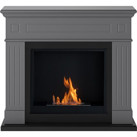 TAGU Cheminée bioéthanol - FreeFlame LARSEN - flamme réelle sans conduit - grise (1/5)