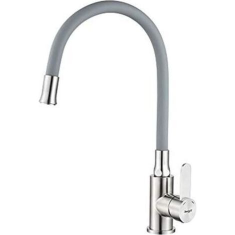 Mitigeur Évier avec Bec Flexible, Robinet de Cuisine, Inox (1/5)