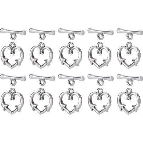 20Pcs OT Toggle Buckle Stainless Steel HeartShaped Jewelry Accessory for DIY Craft (1/5)