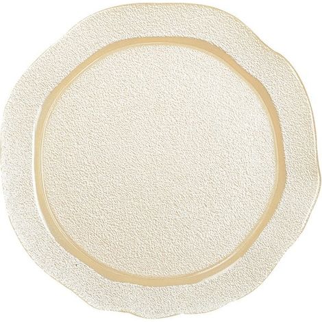 Assiette de Table en Verre en Forme de Fleur Couleur Vanille pour Repas 28 x 28 cm - PANGIVO (1/4)